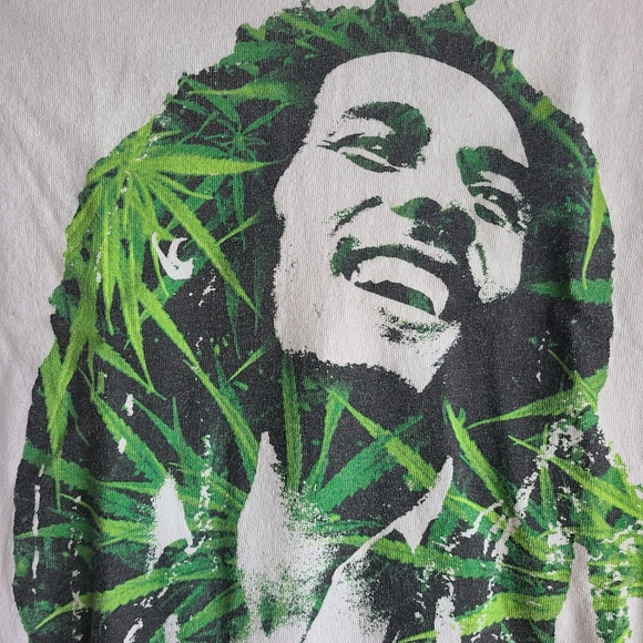 BOB MARLEY POT LEAVES DREADS WHITE T-SHIRT - Picture 3 of 6
